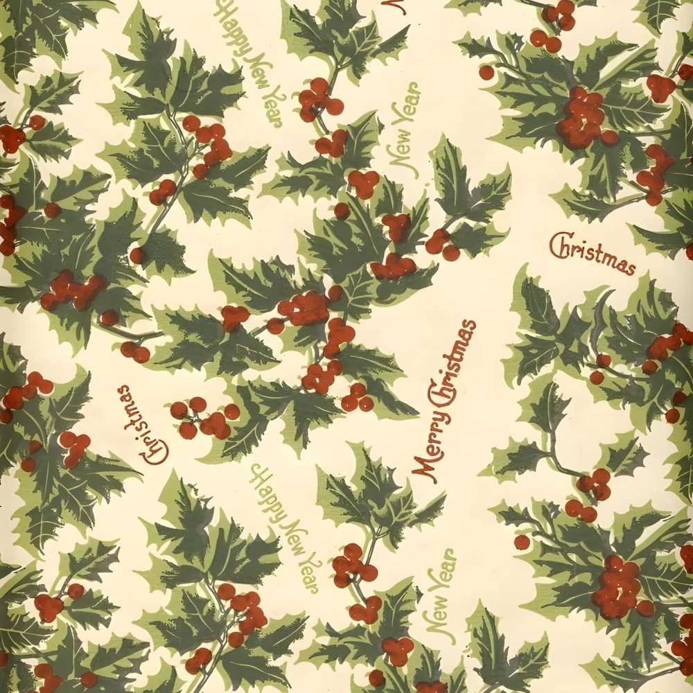 Festive Holly Berries Merry Christmas Text Holiday Seasonal