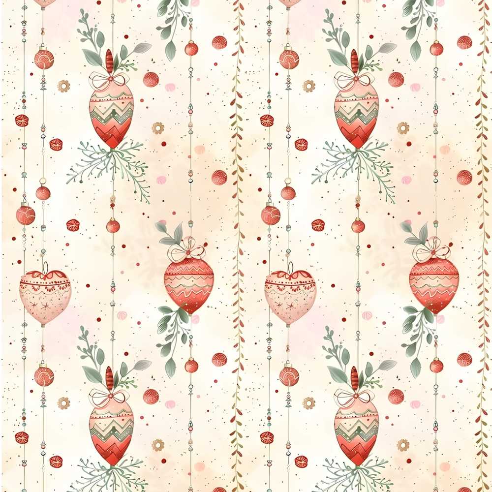Delicate Hanging Christmas Baubles Leaves Garland Wildflower Pattern Botanical