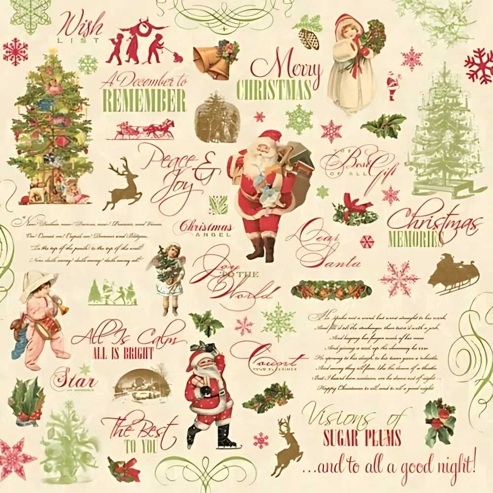 Vintage Christmas Typography Santa Claus Collage Festive Holiday