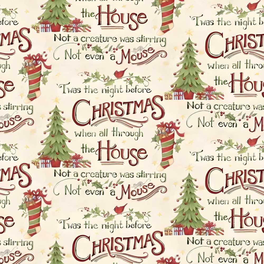 Classic Twas The Night Before Christmas Typography Festive
