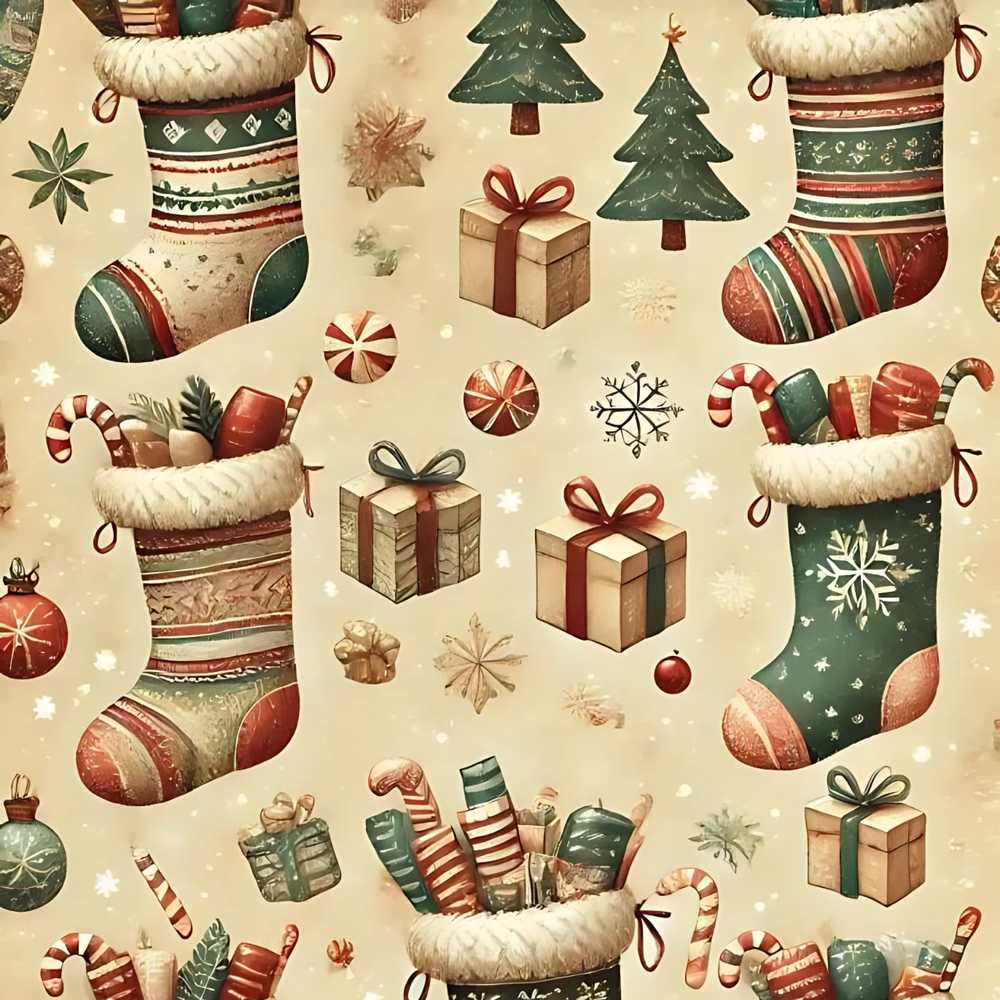 Cozy Christmas Stockings Gifts Candy Canes Festive Holiday