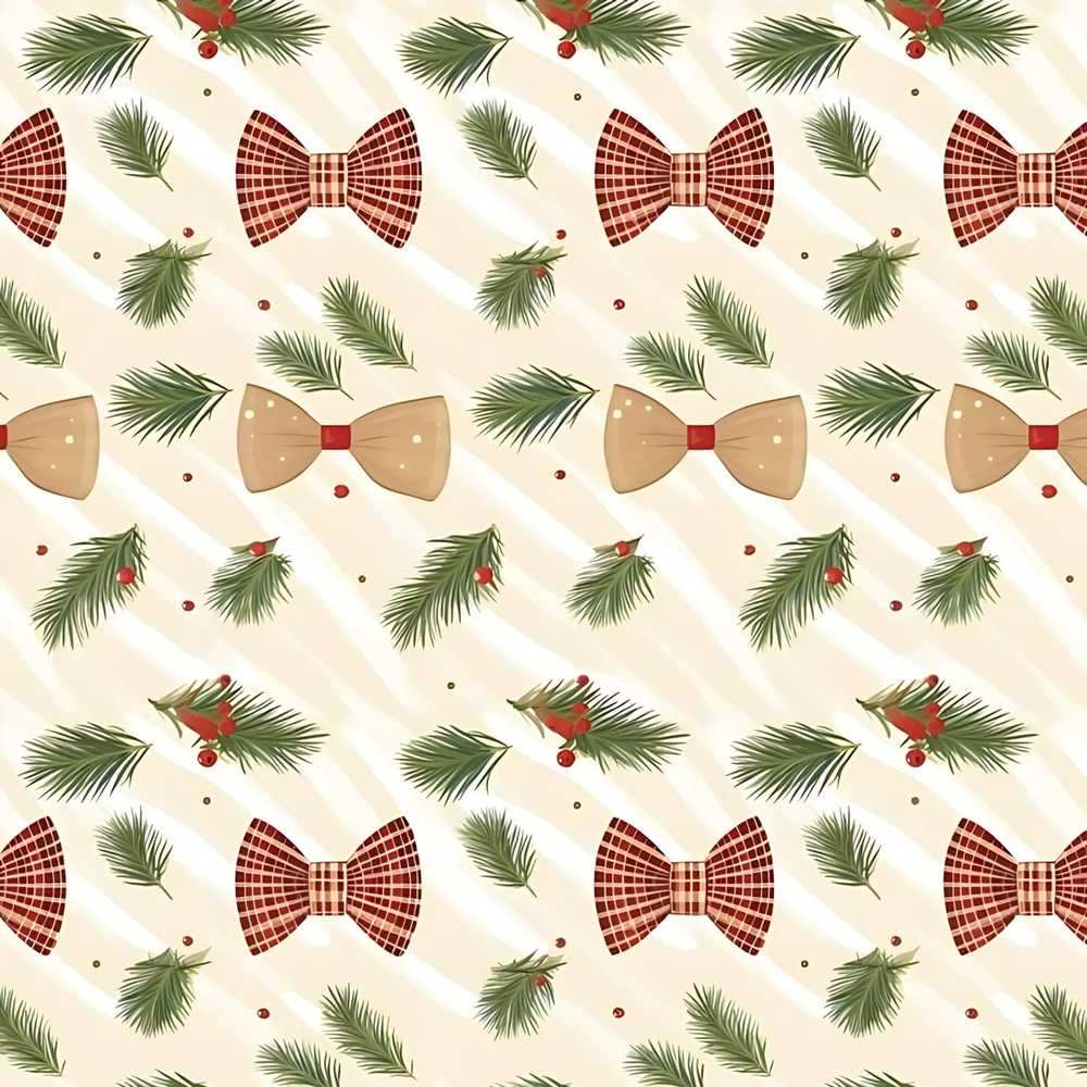 Christmas Pine Branch Bows Rustic Holiday Festive Seasonal