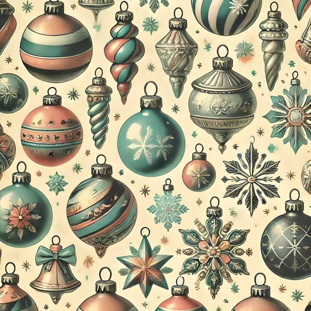 Vintage Glass Christmas Baubles Teal Gold Festive Holiday