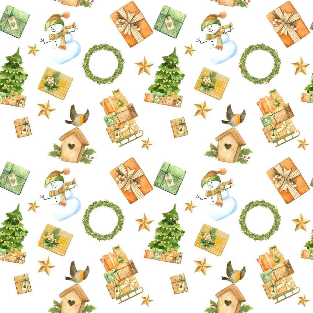 Cute Snowman Gifts Christmas Tree Wreath Robin Festive