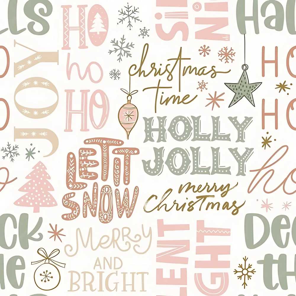 Christmas Typography Holiday Words Pastel Festive Seasonal Pattern