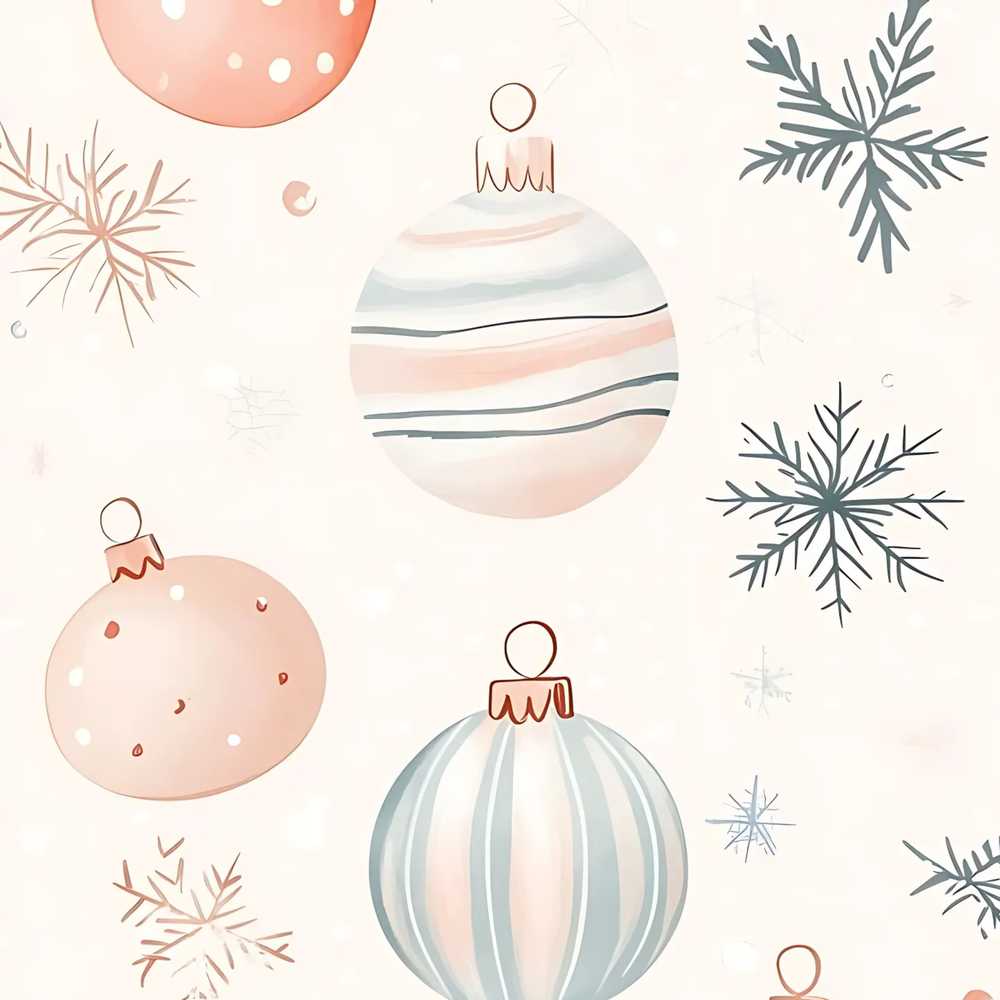 Pastel Christmas Baubles Snowflakes Elegant Festive Holiday Seasonal
