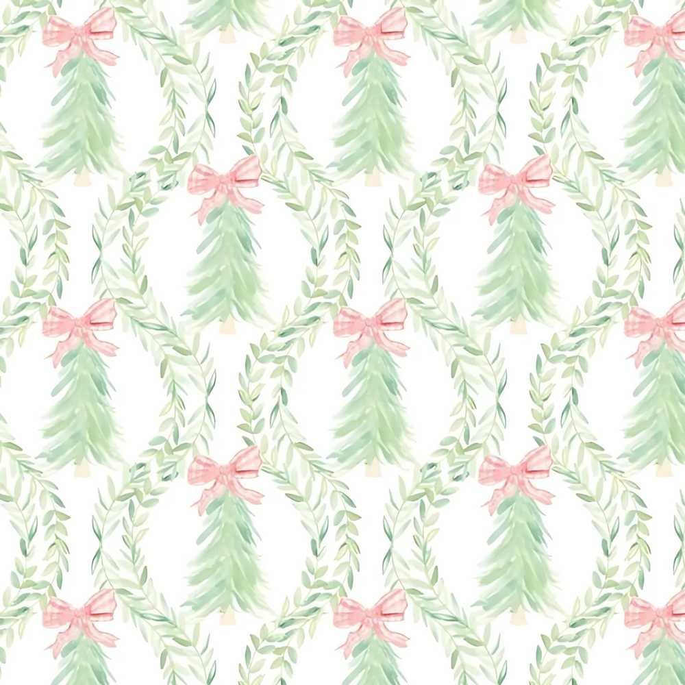 Pastel Green Wreath Ribbon Christmas Tree Festive Holiday
