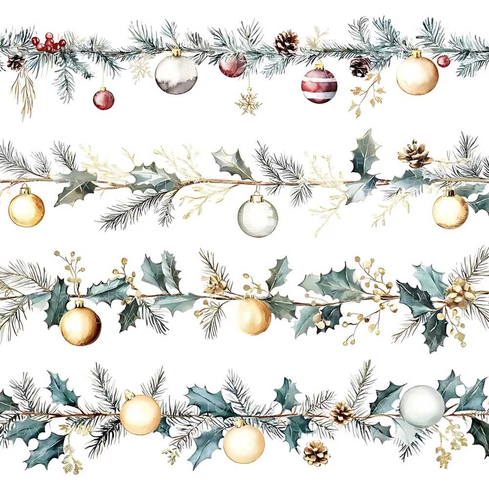Elegant Christmas Garland Baubles Pine Branch Festive Holiday