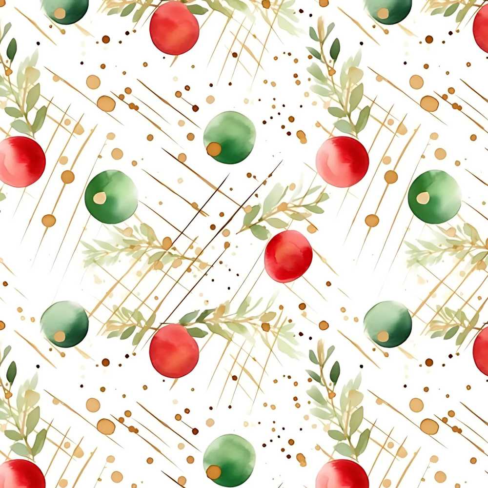 Modern Red Green Baubles Gold Splash Festive Holiday