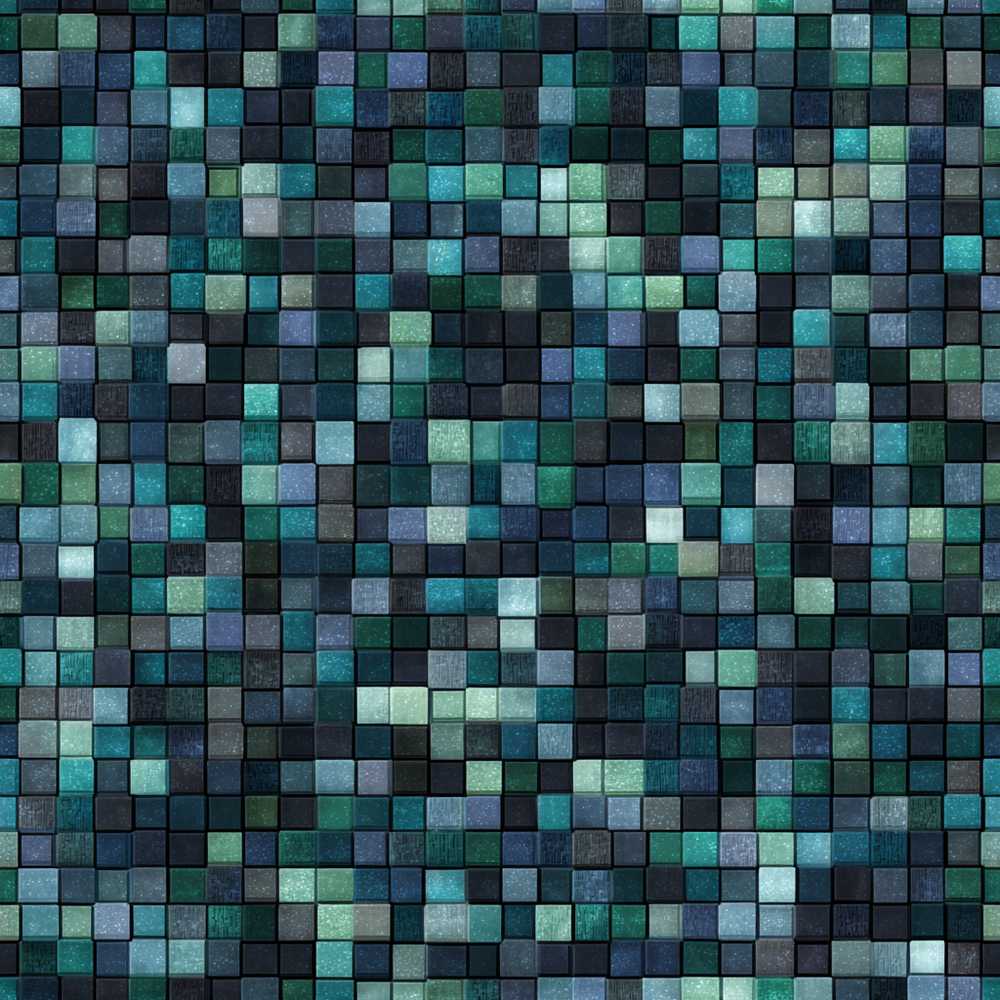 Blue Green Square Tile Mosaic Texture Art Pattern