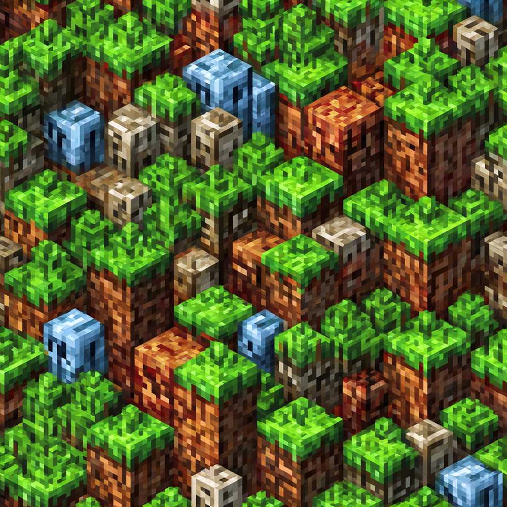 Minecraft Style Grass Dirt Blocks Landscape Decorative Repeat