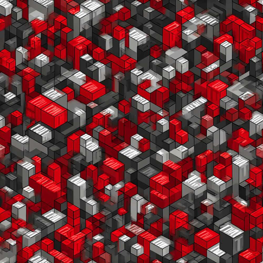Red Grey Black 3D Cube Abstract Art Texture