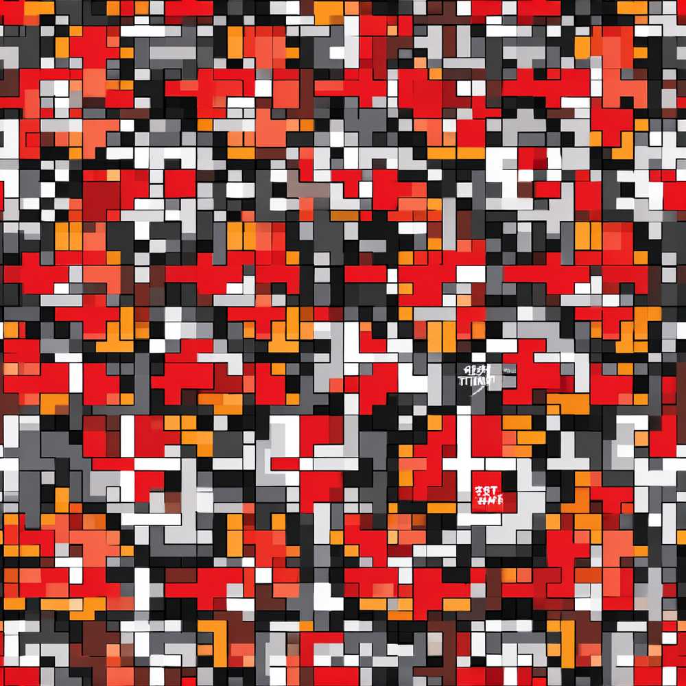Red Black Grey Pixelated Abstract Mosaic Art Texture