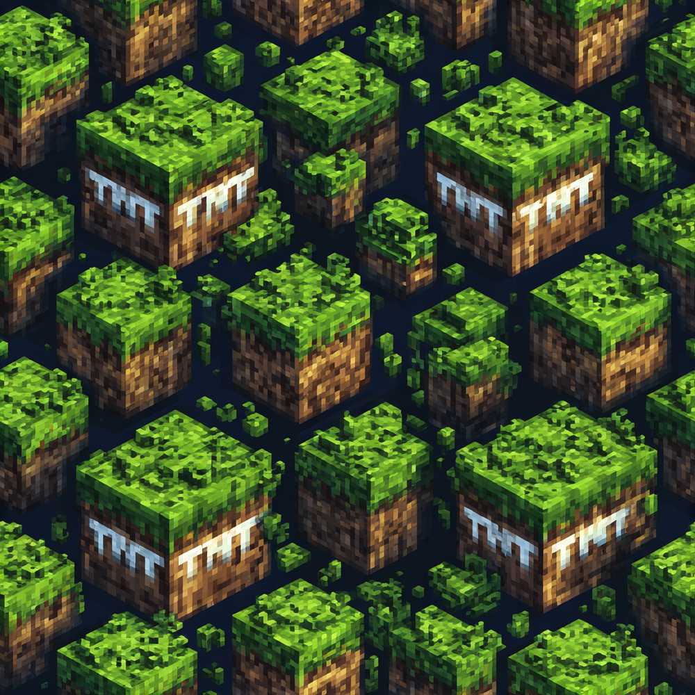 Floating Grass Block Night Landscape Decorative Repeat Pattern