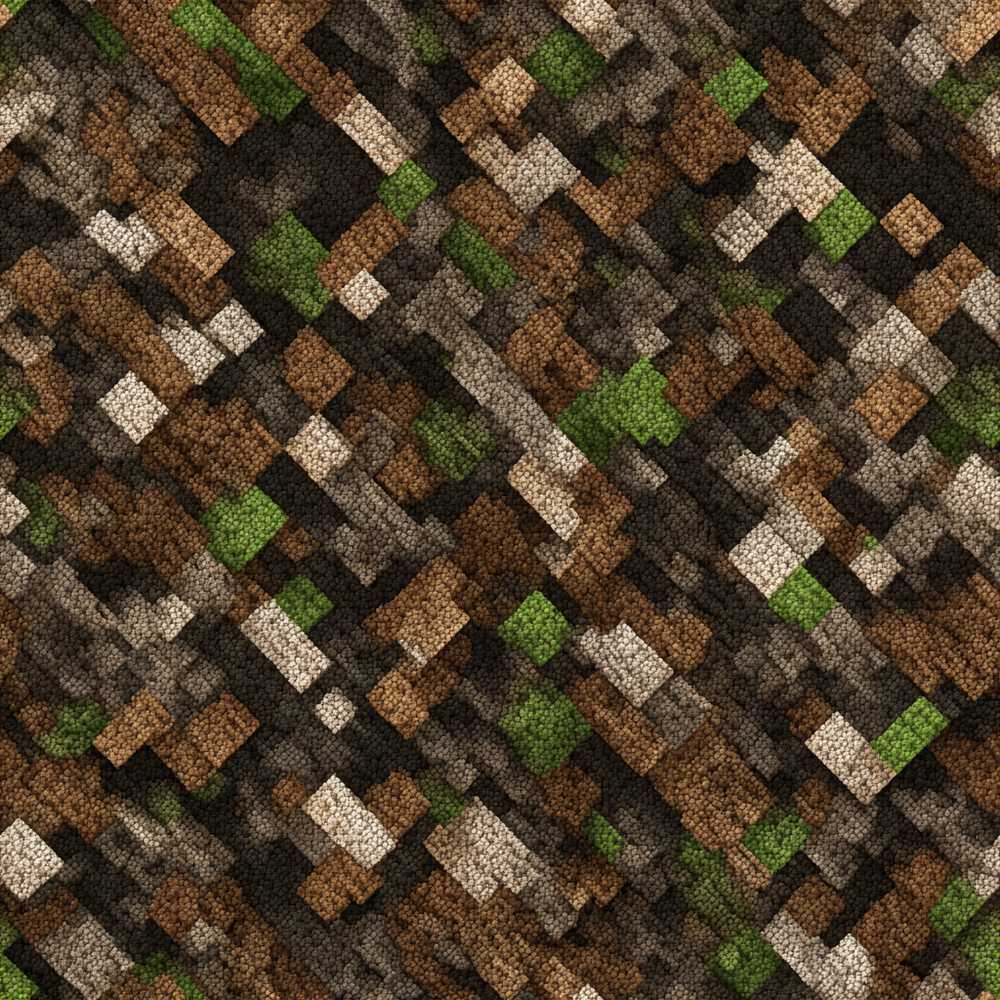 Brown Green Camouflage Pixel Abstract Art Texture Pattern