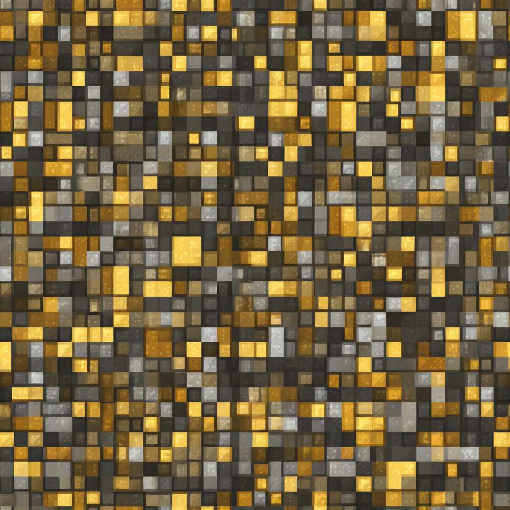 Golden Grey Pixel Mosaic Abstract Art Texture Pattern