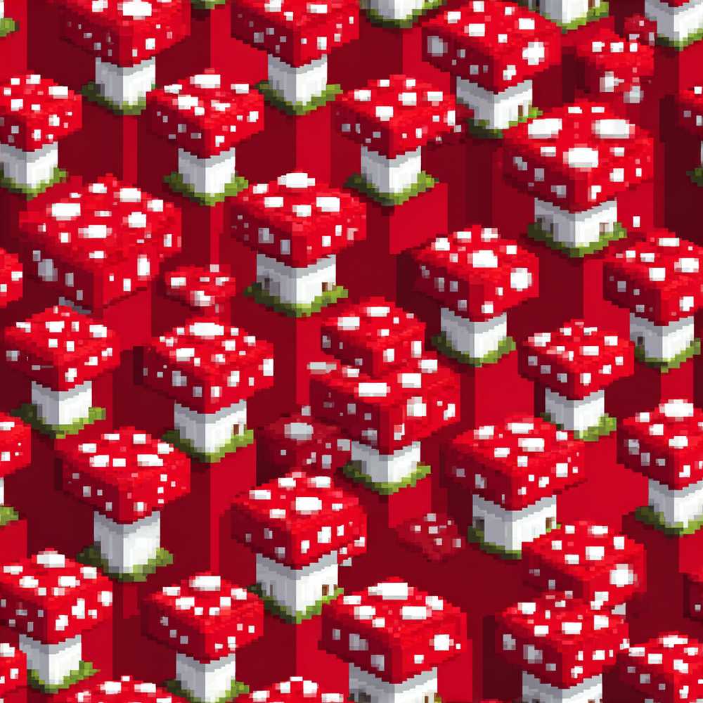 Red White Mushroom Pixel Art Decorative Repeat Pattern
