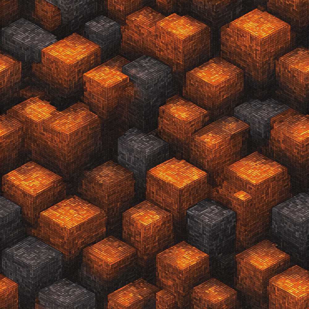Burnt Orange Grey 3D Cube Block Abstract Art