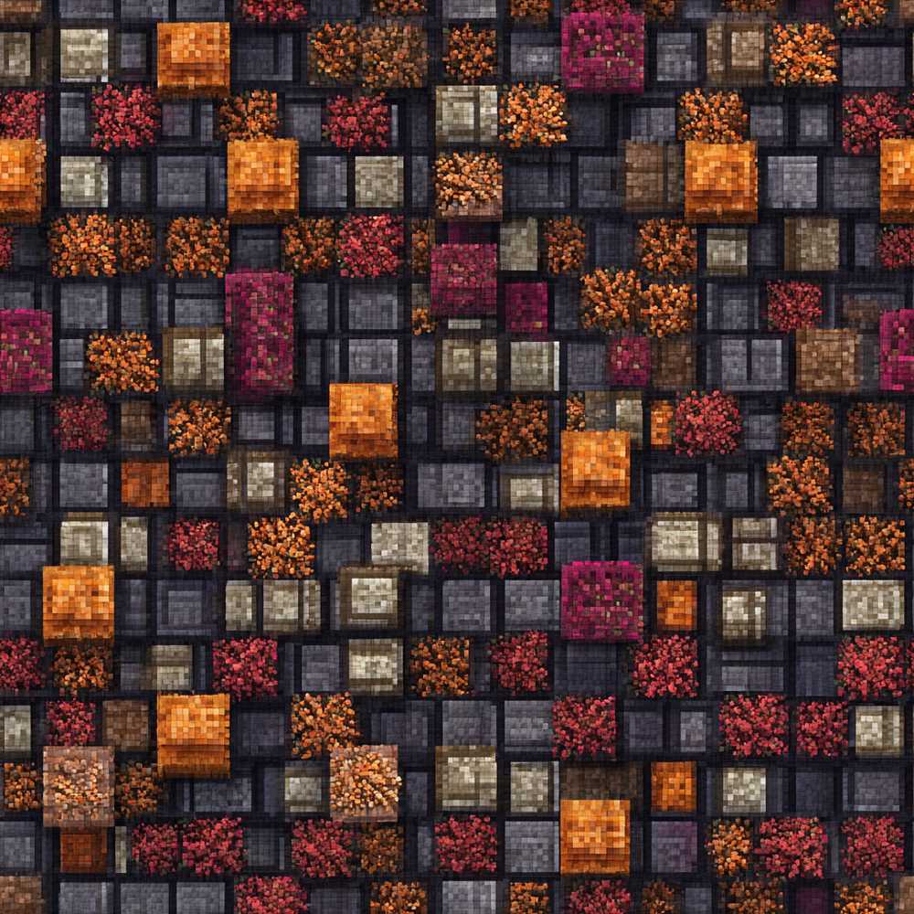 Autumn Mosaic Square Texture Multicolour Abstract Art Pattern