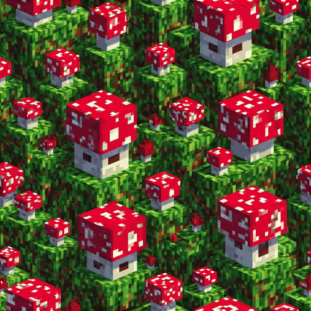 Pixel Mushroom Forest Green Terrain Decorative Repeat Pattern