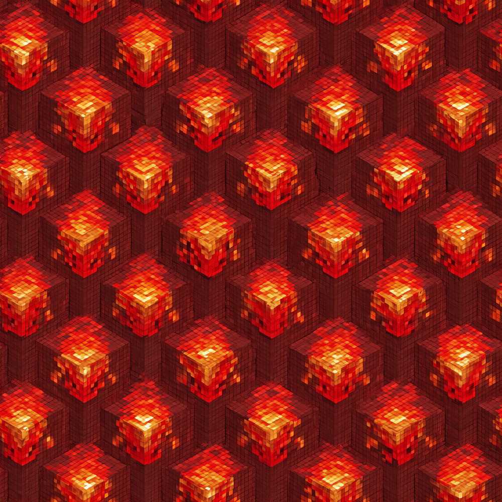Red Lava Cube Block Geometric Abstract Art Texture