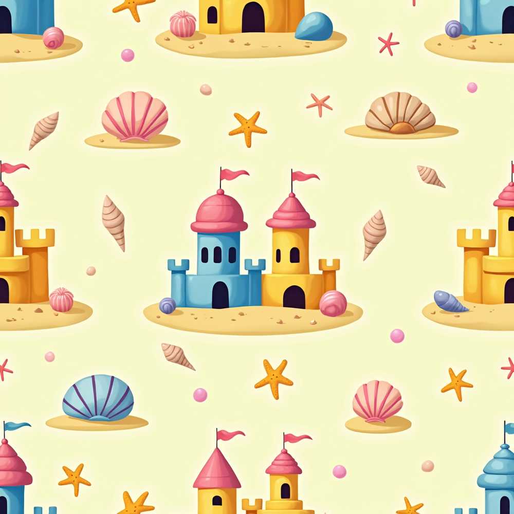 Cute Sandcastles Seashells and Starfish Beach Theme Decorative