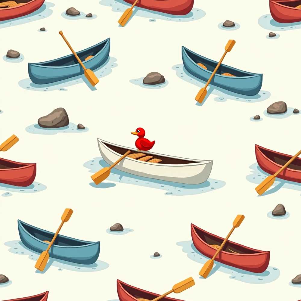 Cute Canoes with Duck Lake Water Adventure Decorative