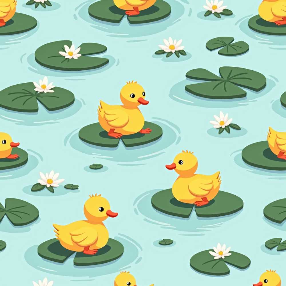Cute Ducks on Lily Pads Pond Nature Decorative