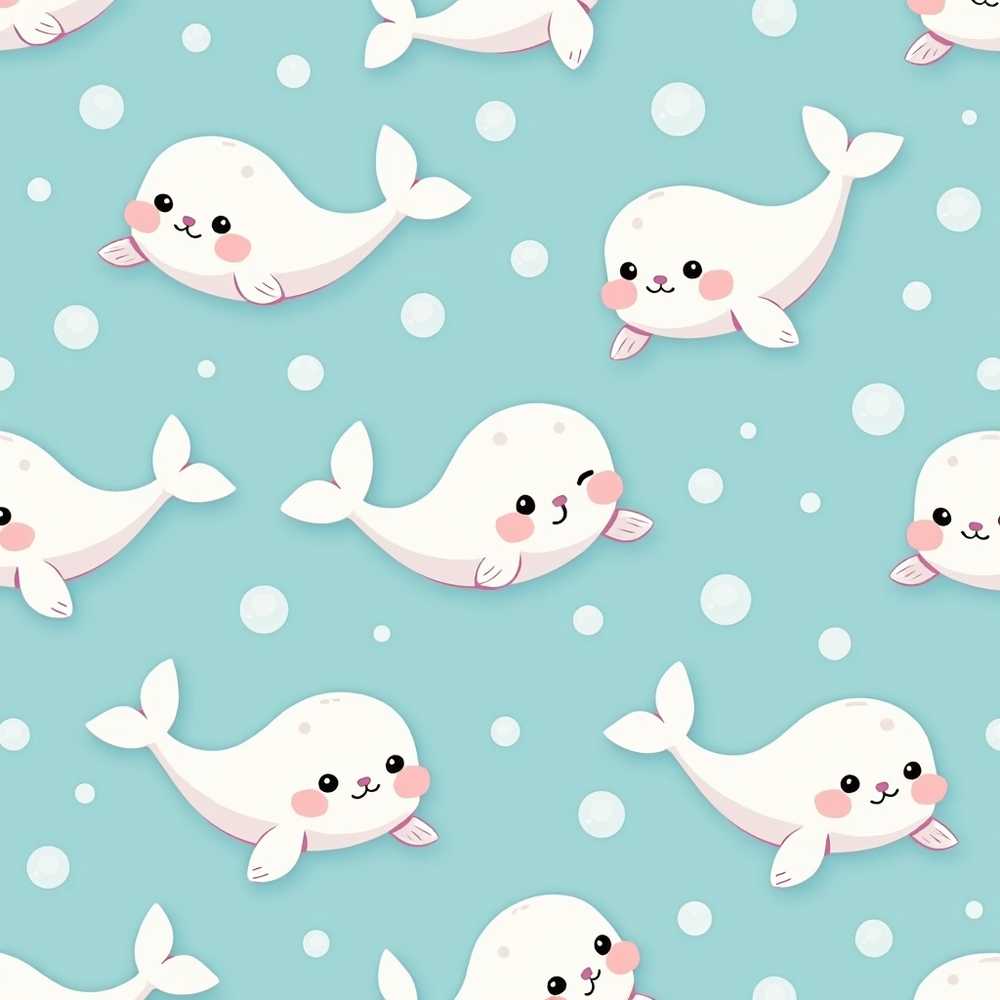 Cute Baby Seals Ocean Bubbles Marine Coastal Illustration