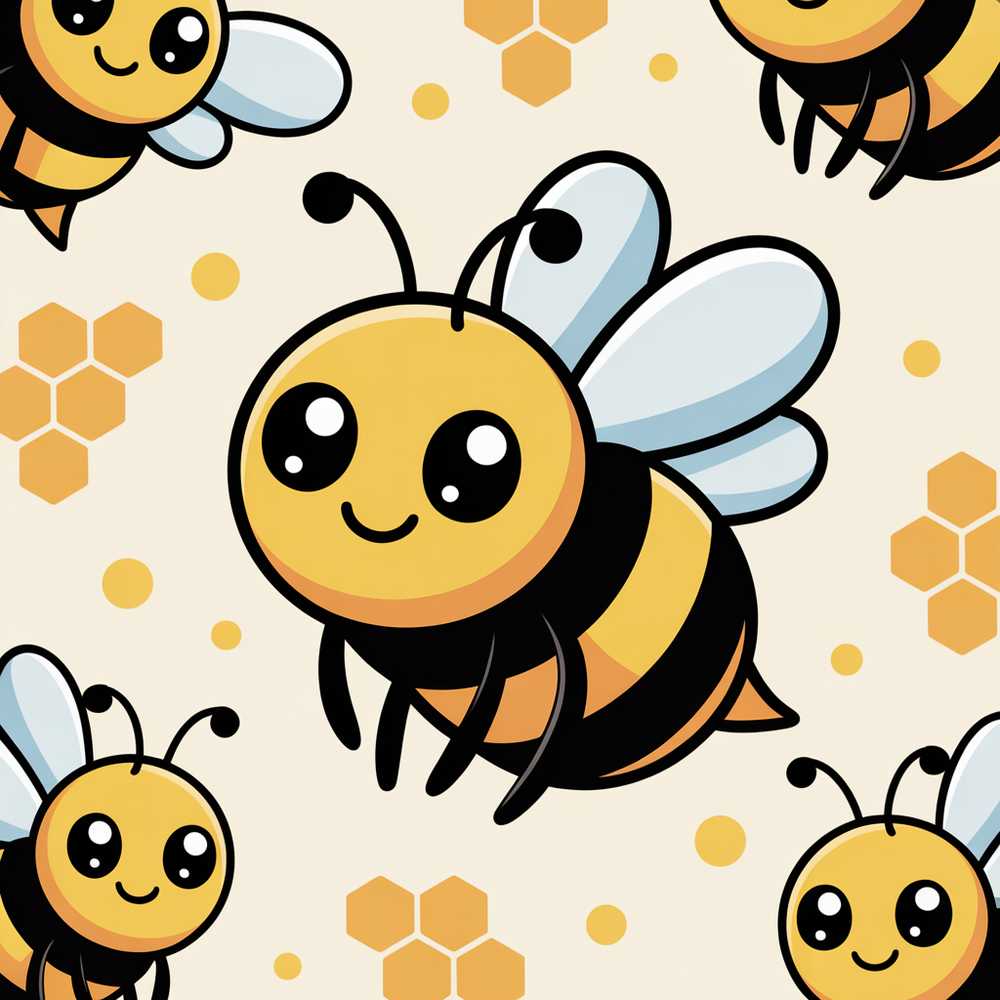 Cute Kawaii Bees Honeycomb Sweet Nature Decorative Repeat