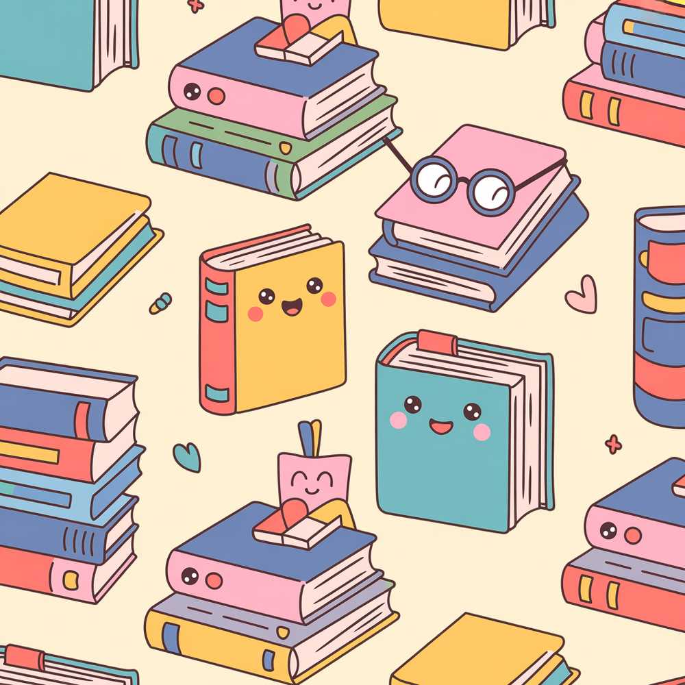 Cute Kawaii Books Reading Glasses Study Theme Decorative