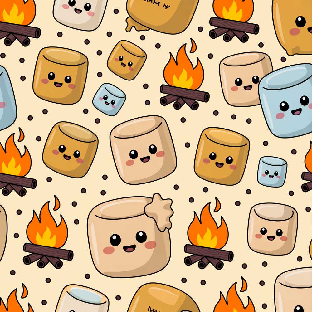 Cute Marshmallows Campfire Smores Sweet Treat Decorative Repeat