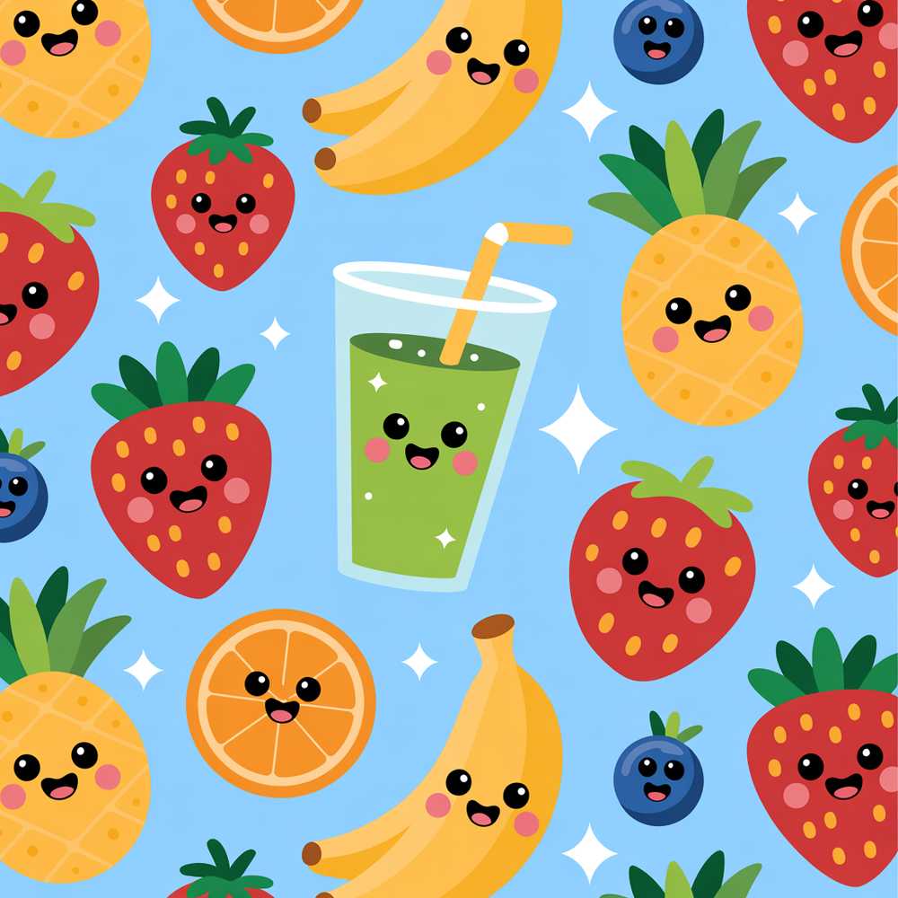Cute Kawaii Fruits Juice Drink Strawberry Banana Orange