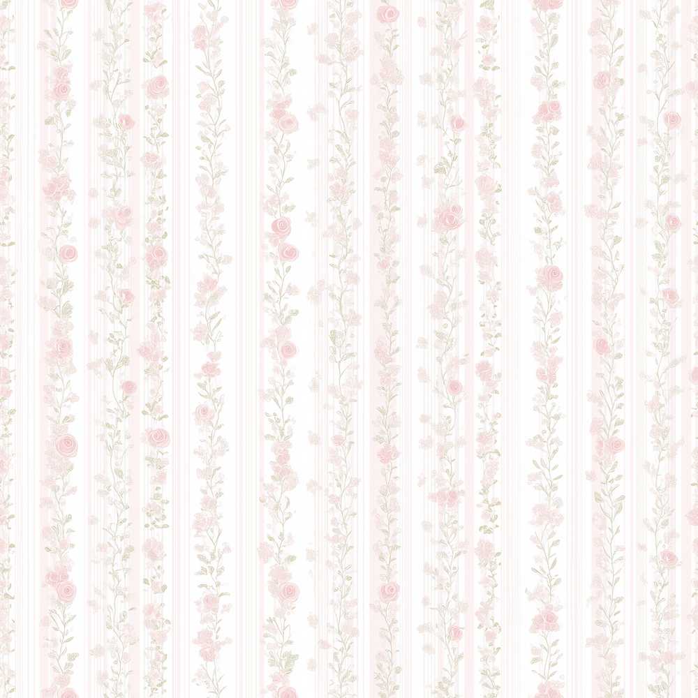 Soft Pink Floral Stripe Vintage Garden Wildflower Pattern Botanical