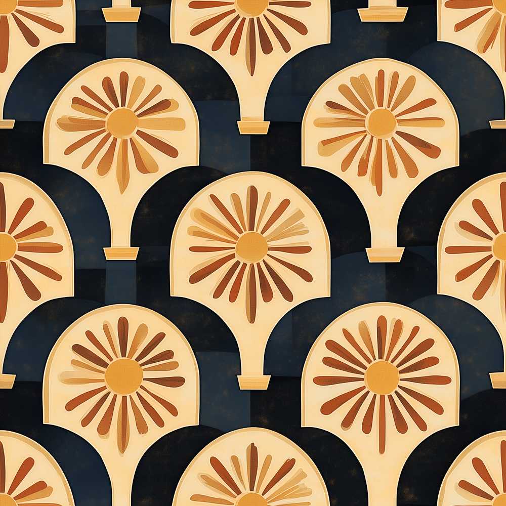 Sunburst Arch Art Deco Vintage Decorative Repeat Pattern