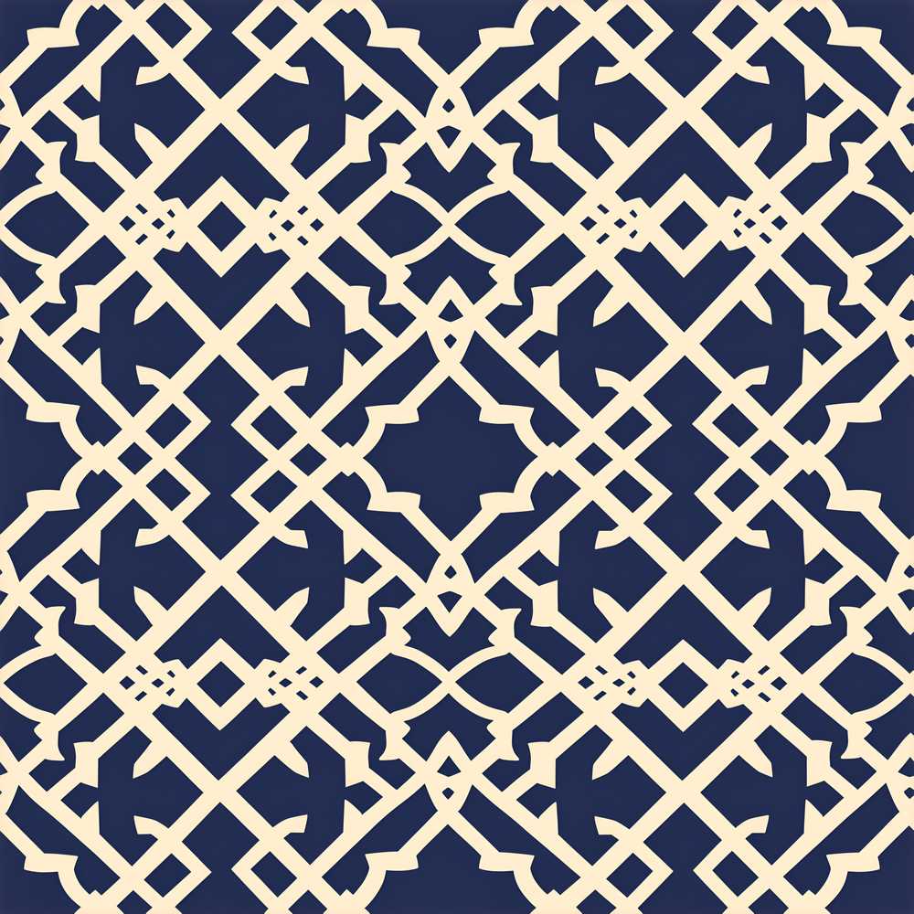 Navy Blue Moroccan Geometric Lattice Elegant Repeat Pattern
