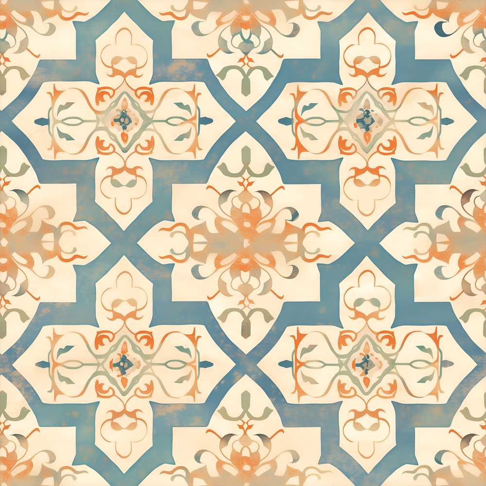 Soft Pastel Ornamental Tile Vintage Style Decorative Repeat