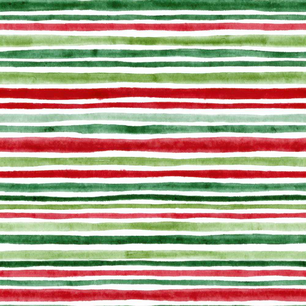 Watercolor Red Green Horizontal Stripe Christmas Festive Holiday