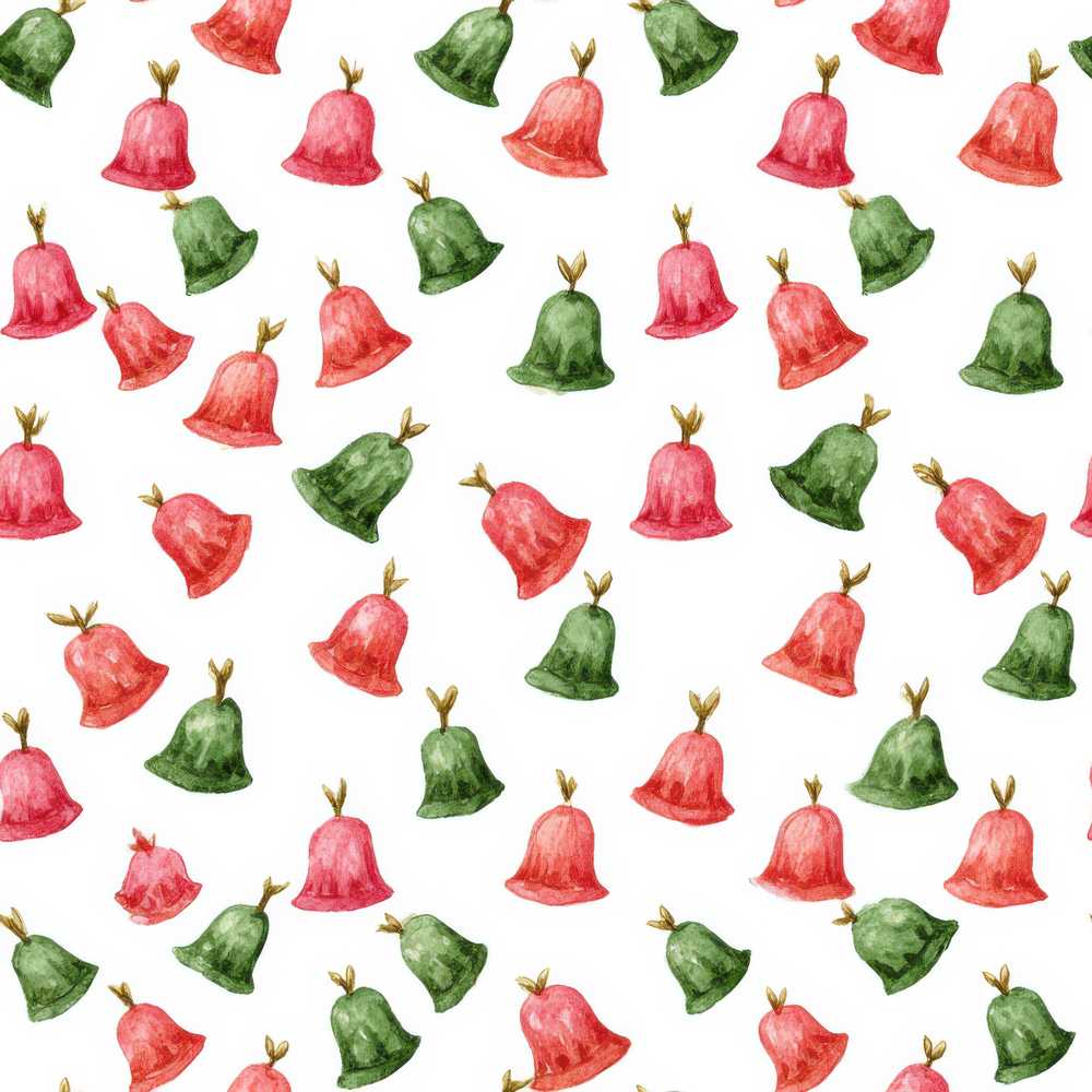 Watercolor Christmas Bells Red Green Festive Holiday Seasonal