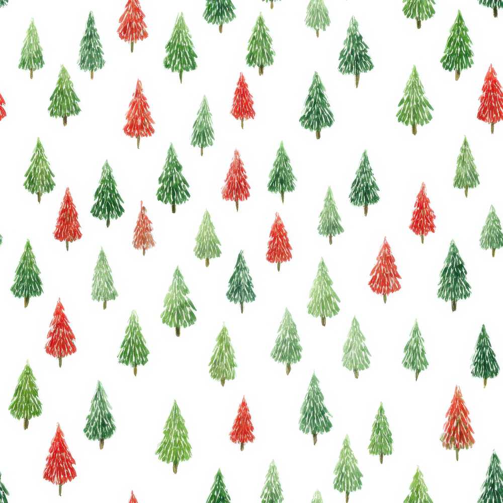 Watercolor Mini Christmas Trees Red Green Holiday Festive