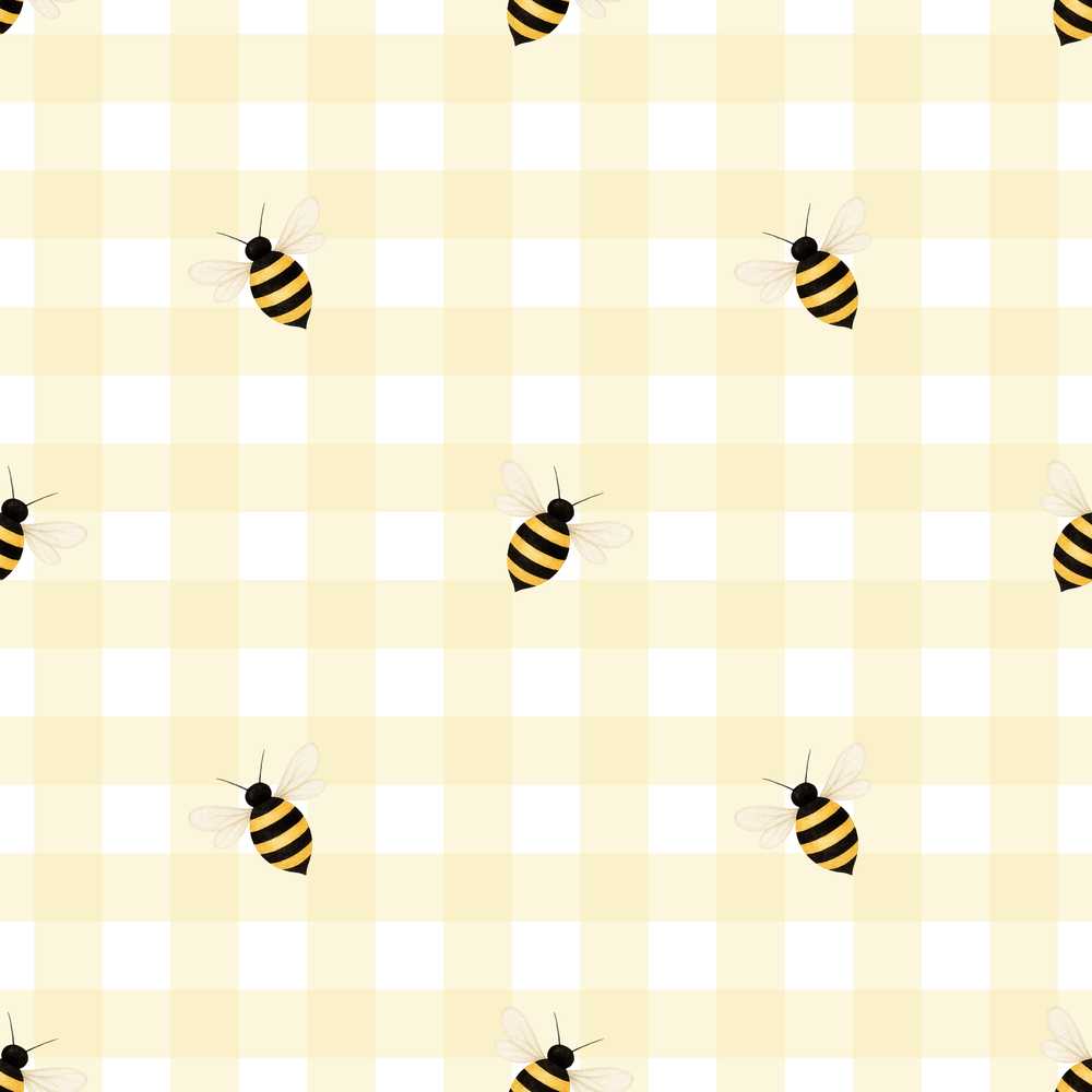 Bee and Yellow Gingham Picnic Cute Illustration Repeat