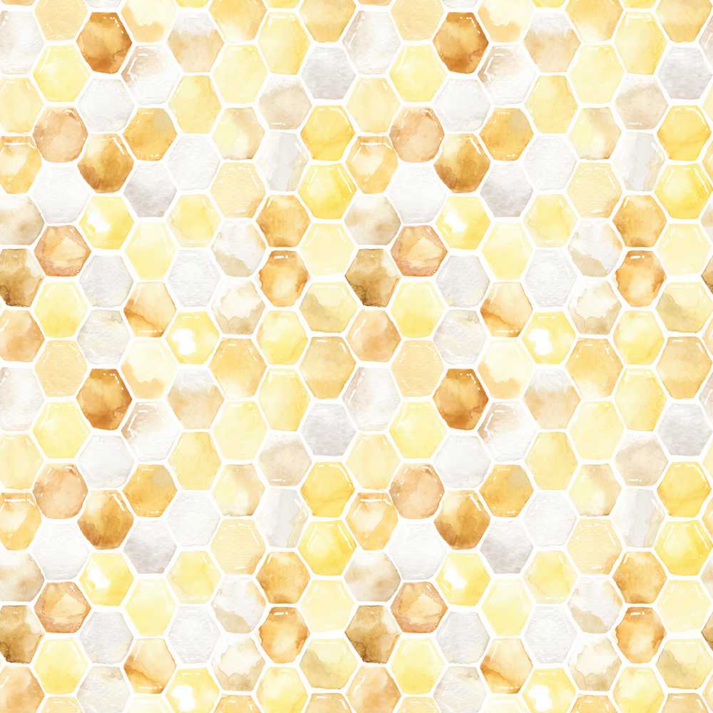 Watercolor Honeycomb Hexagon Sweet Honey Decorative Repeat Pattern