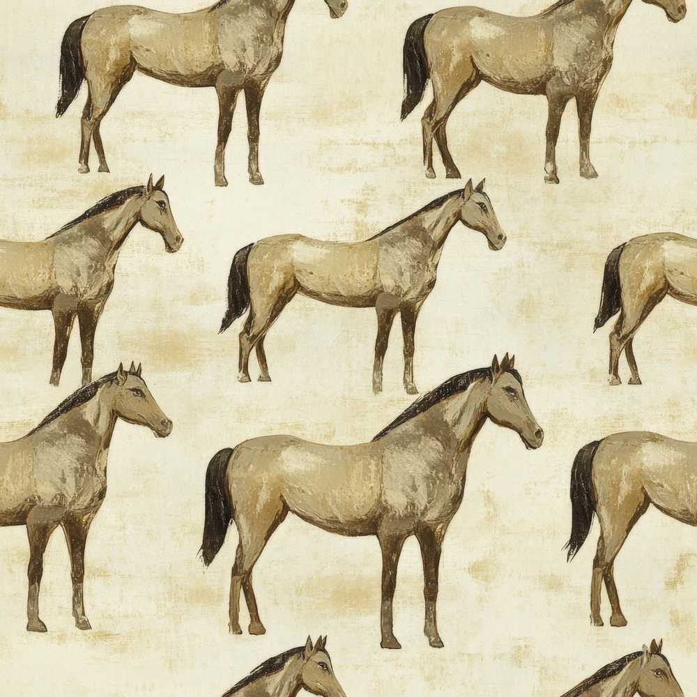 Vintage Rustic Horse Illustration Farm Animal Repeat Pattern