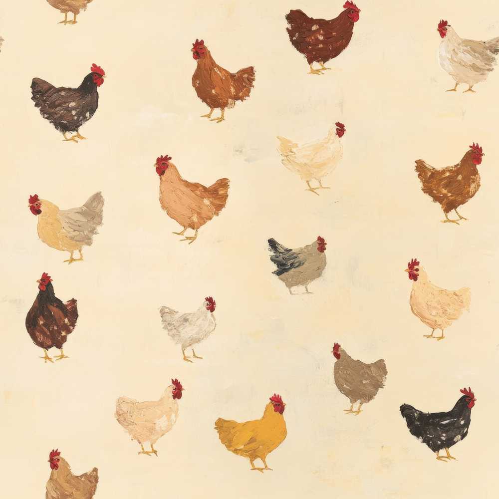 Vintage Farm Chicken Hen Illustration Soft Neutral Background