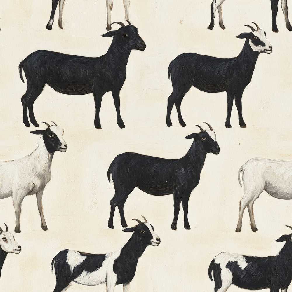 Minimal Goat Farm Animal Illustration Soft Neutral Repeat