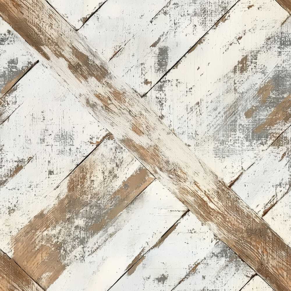 Rustic Whitewashed Wood Plank Cross Beam Decorative Repeat