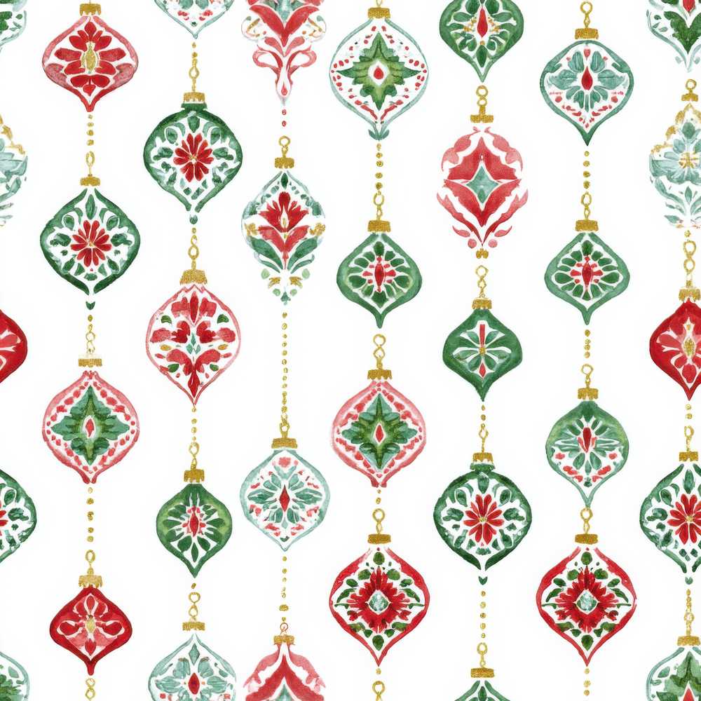 Watercolor Christmas Ornament Baubles Red Green Hanging Decor