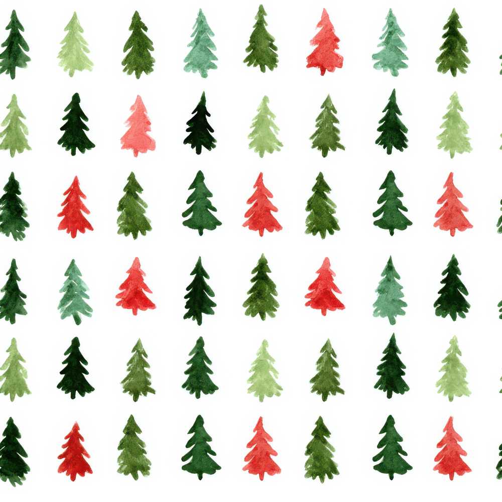 Watercolor Christmas Tree in Red and Green Festive Seamless