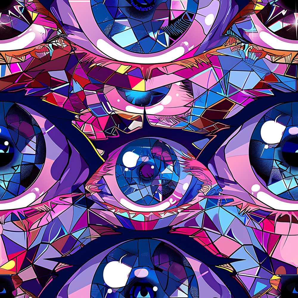 Colorful Geometric Eye Mosaic Modern Abstract Artistic Art