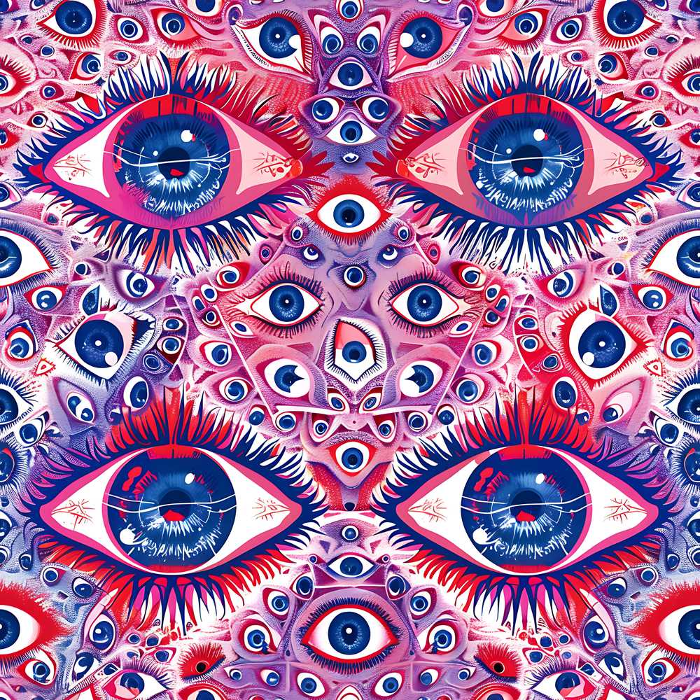 Psychedelic Multiple Eyes Vibrant Surreal Repeating Decorative Repeat